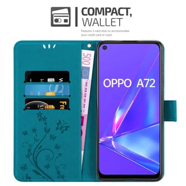 Oppo A72 Suojakuori Lompakkokotelo (Sininen)