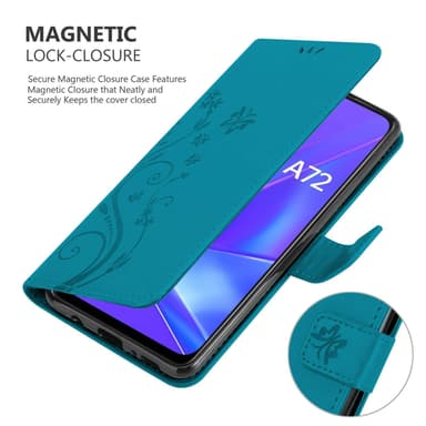 Oppo A72 Suojakuori Lompakkokotelo (Sininen)