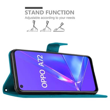 Oppo A72 Suojakuori Lompakkokotelo (Sininen)
