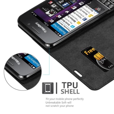 Blackberry Q10 Suojakuori Lompakkokotelo (Musta)