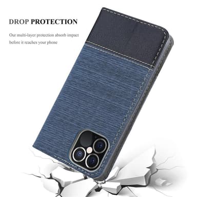 iPhone 12 PRO MAX Suojakuori Lompakkokotelo (Sininen)