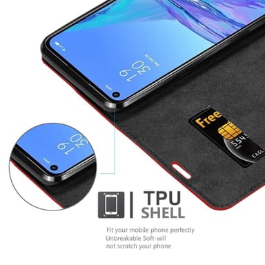 Oppo A53 Suojakuori Lompakkokotelo (Punainen)