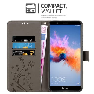 Honor 7X Suojakuori Lompakkokotelo (harmaa)