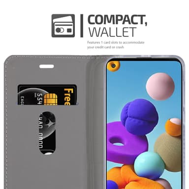 Samsung Galaxy A21s Suojakuori Lompakkokotelo (harmaa)