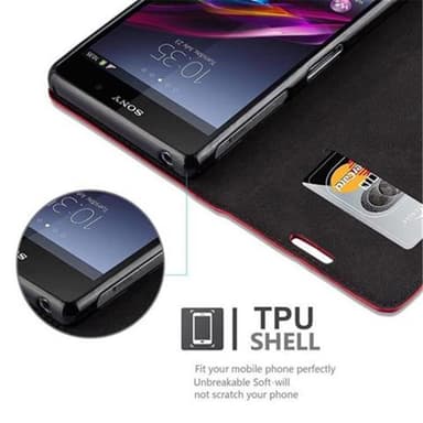 Sony Xperia Z1 Suojakuori Lompakkokotelo (Punainen)