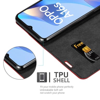 Oppo A16s / A54s Suojakuori Lompakkokotelo (Punainen)