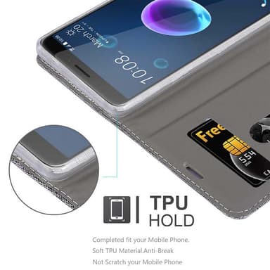 HTC Desire 12 Suojakuori Lompakkokotelo (harmaa)