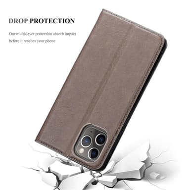 iPhone 12 PRO MAX Suojakuori Lompakkokotelo (Ruskea)
