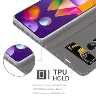 Samsung Galaxy M31s Suojakuori Lompakkokotelo (harmaa)