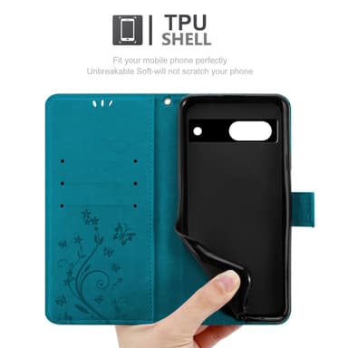 Google PIXEL 7 Suojakuori Lompakkokotelo (Sininen)