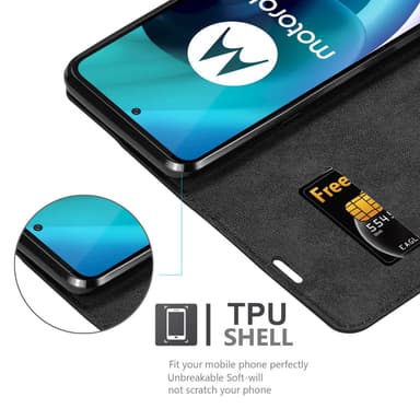 Motorola MOTO G71 5G Suojakuori Lompakkokotelo (Musta)