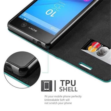 Sony Xperia M5 Suojakuori Lompakkokotelo (Turkoosi)