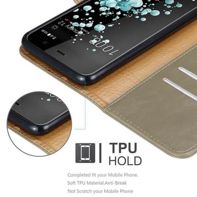 HTC U PLAY Suojakuori Lompakkokotelo (Ruskea)