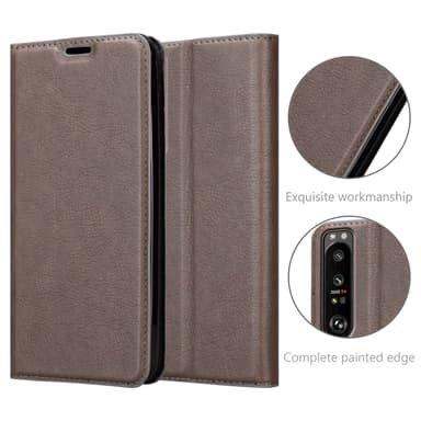 Sony Xperia 1 III Suojakuori Lompakkokotelo (Ruskea)