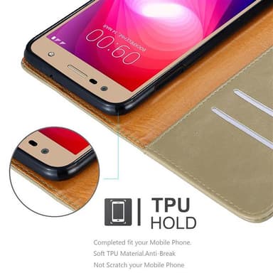LG X POWER 2 Suojakuori Lompakkokotelo (Ruskea)