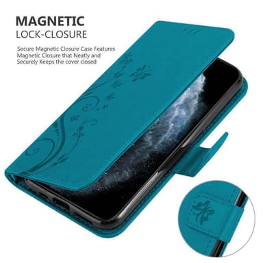 iPhone 11 PRO MAX Suojakuori Lompakkokotelo (Sininen)