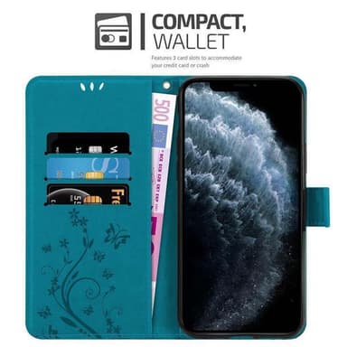 iPhone 11 PRO MAX Suojakuori Lompakkokotelo (Sininen)