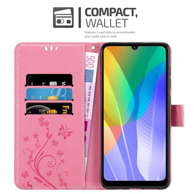 Huawei Y6P Suojakuori Lompakkokotelo (Vaaleanpunainen)