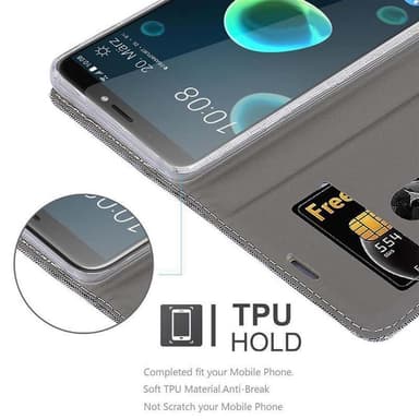 HTC Desire 12 PLUS Suojakuori Lompakkokotelo (harmaa)