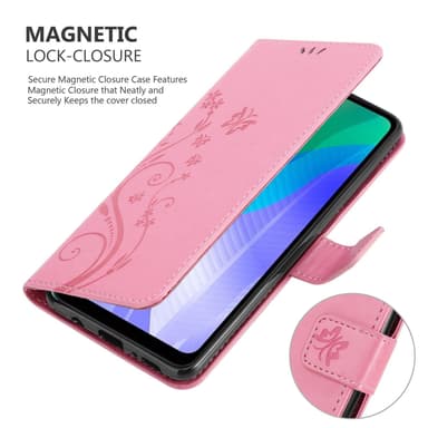 Huawei Y6P Suojakuori Lompakkokotelo (Vaaleanpunainen)