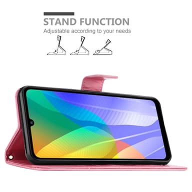 Huawei Y6P Suojakuori Lompakkokotelo (Vaaleanpunainen)