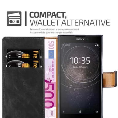 Sony Xperia L2 Suojakuori Lompakkokotelo (Musta)