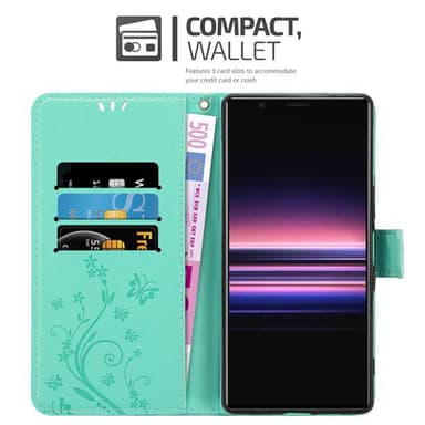 Sony Xperia 5 Suojakuori Lompakkokotelo (Turkoosi)