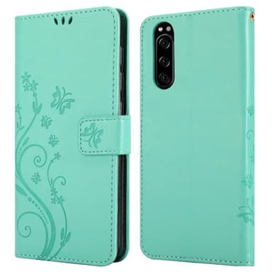 Sony Xperia 5 Suojakuori Lompakkokotelo (Turkoosi)