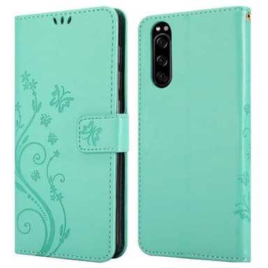 Sony Xperia 5 Suojakuori Lompakkokotelo (Turkoosi)