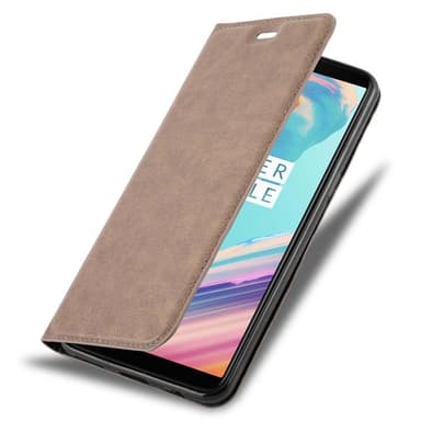 OnePlus 5T Suojakuori Lompakkokotelo (Ruskea)