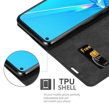 Oppo A92 Suojakuori Lompakkokotelo (Musta)