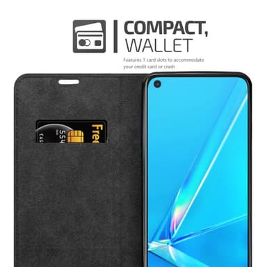 Oppo A92 Suojakuori Lompakkokotelo (Musta)
