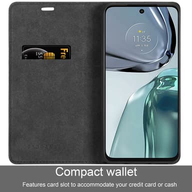 Motorola MOTO G62 5G Suojakuori Lompakkokotelo (Musta)