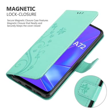 Oppo A72 Suojakuori Lompakkokotelo (Turkoosi)