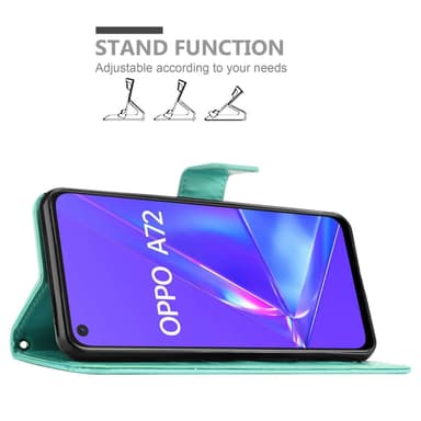 Oppo A72 Suojakuori Lompakkokotelo (Turkoosi)