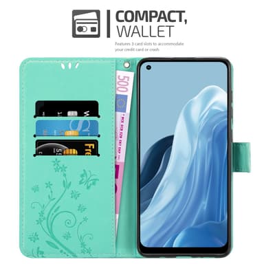 Realme 7 5G Suojakuori Lompakkokotelo (Turkoosi)