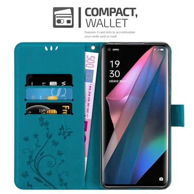 Oppo FIND X3 PRO Suojakuori Lompakkokotelo (Sininen)