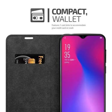 Oppo R17 Suojakuori Lompakkokotelo (Musta)