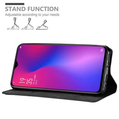 Oppo R17 Suojakuori Lompakkokotelo (Musta)
