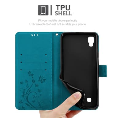 LG X POWER Suojakuori Lompakkokotelo (Sininen)