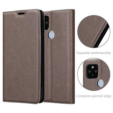 Google PIXEL 5 XL Suojakuori Lompakkokotelo (Ruskea)