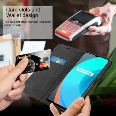 Realme C11 2020 Suojakuori Lompakkokotelo (Musta)
