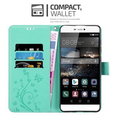 Huawei P8 Suojakuori Lompakkokotelo (Turkoosi)