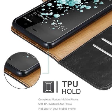 HTC U PLAY Suojakuori Lompakkokotelo (Musta)