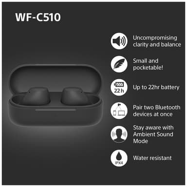 Sony WF-C510 täysin langattomat in-ear kuulokkeet (musta)