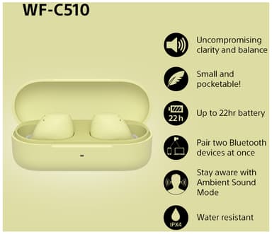Sony WF-C510 täysin langattomat in-ear kuulokkeet (keltainen)