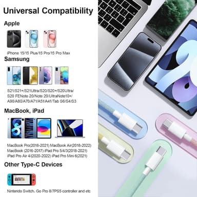 NÖRDIC 0,5 m USB 2.0 USB-C-C-kaapeli iPhone 15/15 Pro/15 Plus/15 Pro Max 3A 480Mbps 60W keltainen