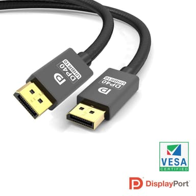 NÖRDIC-SERTIFIOIDUT KAAPELIT 50 cm VESA-sertifioitu nylon punottu Displayport 2.1 kaapeli DP40 UHBR10 40Gbps 8K60Hz 4K144Hz