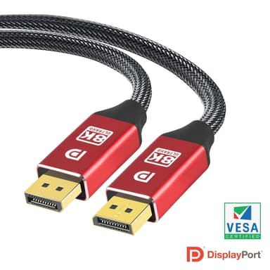 NÖRDIC-SERTIFIOIDUT KAAPELIT 3 m nylon punottu Displayportkabel 1,4 UHD 8K60Hz 4K144Hz HBR3 32,4Gbps 10-bittinen HDR