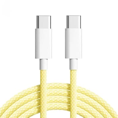 NÖRDIC 1m USB 2.0 USB-C-C-kaapeli iPhone 15/15 Pro/15 Plus/15 Pro Max 3A 480Mbps 60W keltainen